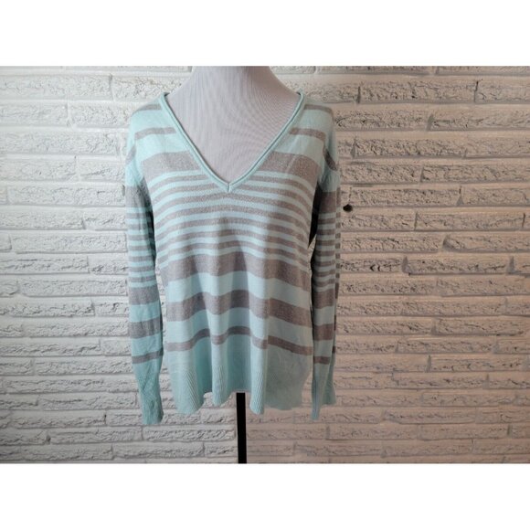 New York & Co Womens Sweater Extra Large XL Pullover Blue Stripe STR88E - Picture 1 of 9